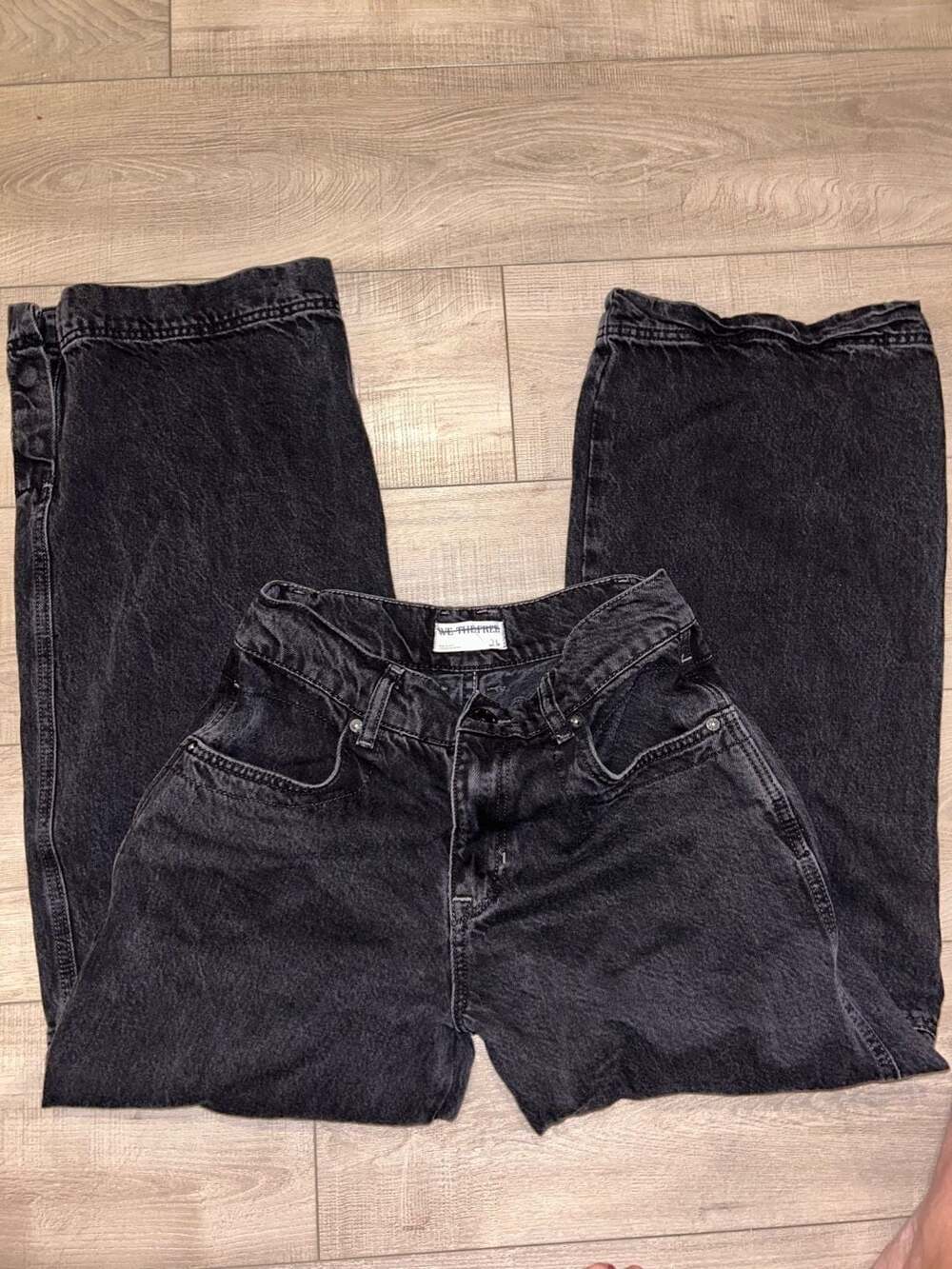 We The Free Benji Relaxed Wide Leg Jeans Size 26 Black Denim